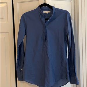 Ann Mashburn Blue Collarless Shirt